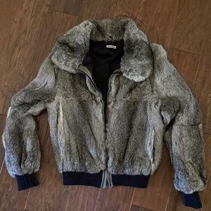VINTAGE 70s 80s REAL RABBIT FUR JACKET COAT